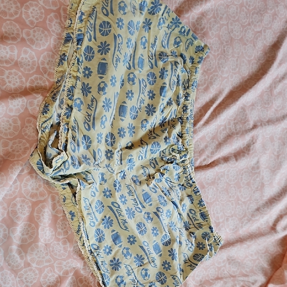 Blue and Yellow Sports Patterned Pajama Shorts